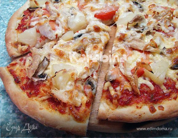 Пицца с копченой курицей и ананасами рецепт – Европейская кухня: Паста и пицца. «Еда»