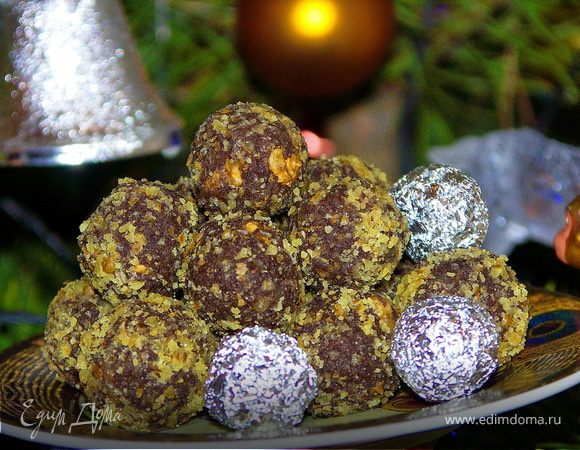 Как приготовить Шоколадные конфеты со сгущенкой и грецкими орехами просто рецепт пошаговый