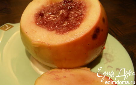 Рецепт Запеченные яблоки с клюквенным джемом, кокосом и лимончелло