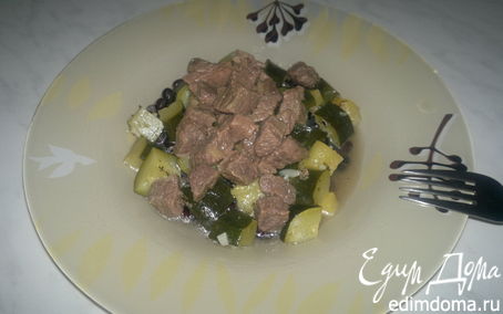 Рецепт Похлебка с черными бобами и мясом черного бычка + цукини с ананасом и чесноком