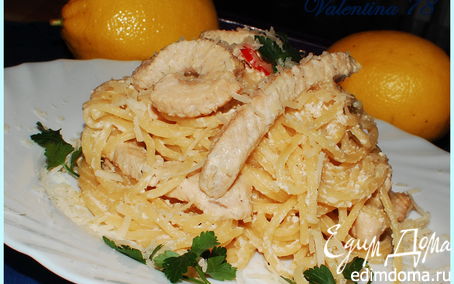 Рецепт Спагетти с индюшкой и лимоном .