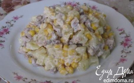 Рецепт Ананасовый салат с куриным филе