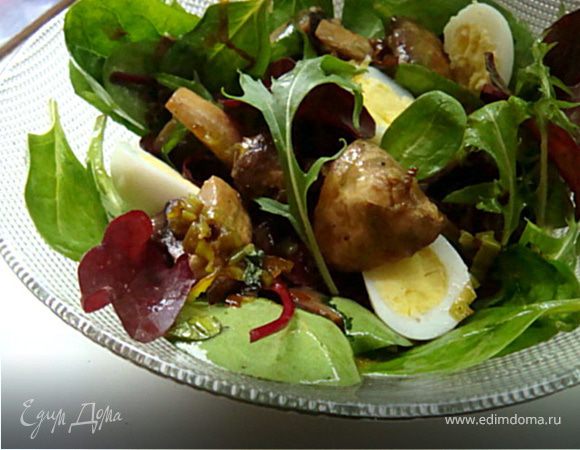 Грибной салат с брокколи