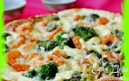 Рецепт Закусочный пирог с брокколи,креветками и пармезаном