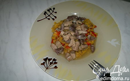 Рецепт Острая чечевица с перцем и луком ( возможен постный вариант ) + желудки и бедро индейки