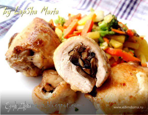 Куриные бедра, фаршированные грибами - Пошаговый рецепт с фото | Блюда из курицы