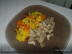 Рис с морковью в восточном стиле и свиная лопатка с кавказскими травами