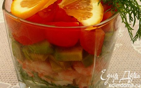 Рецепт Веррин с креветками, авокадо и помидорами