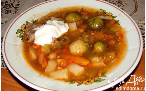Рецепт Суп с огурцами и брюссельской капустой