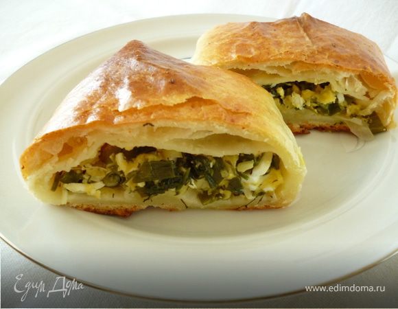 Пирог с зеленью и сыром из слоеного творожного теста для Светланы Горбуненко