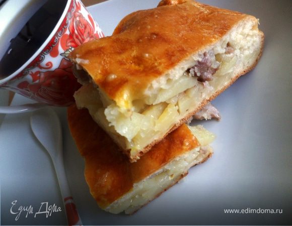Дрожжевой пирог с картофелем и фаршем в духовке рецепт