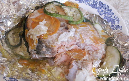 Рецепт Семга, запеченная с цукини