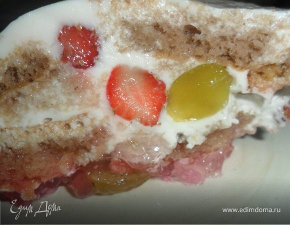 Торт с ягодами в сметанном желе, пошаговый рецепт с фото