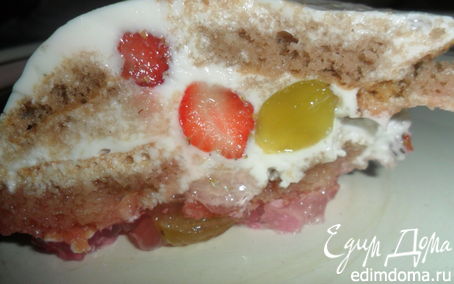 Рецепт Желейный торт с фруктами и бисквитом