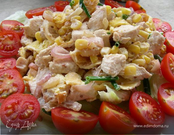 Куриный салат с блинчиками: 6 замечательных рецептов