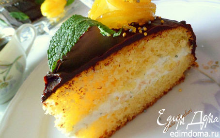 Рецепт Лимонный кекс с мятно-сливочным кремом под шоколадом (для Тори)