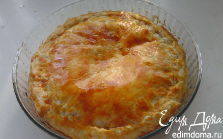 Рецепт пирог с зеленым луком, сыром и ветчиной