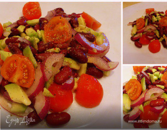 Салат с красной фасолью и авокадо