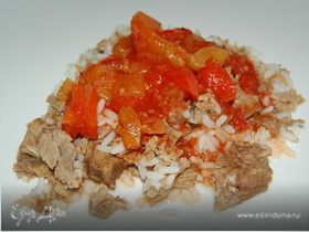 Лечо (заготовка на зиму) + Рис с мясом