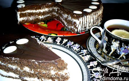 Рецепт Шоколадно-кофейный торт со сливочным кремом панна котта