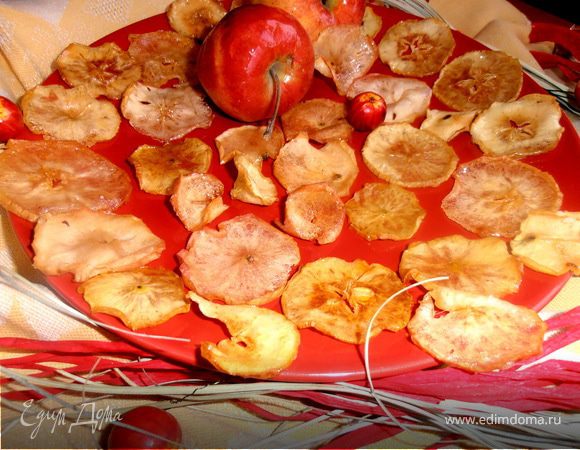 Яблочные чипсы для украшения пирога и не только