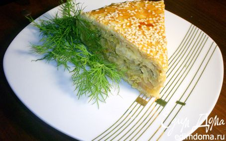 Рецепт Сырно-луковый пирог с брокколи и цветной капустой