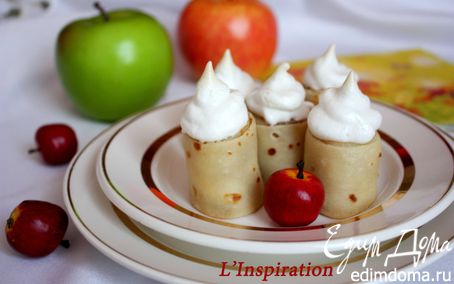 Рецепт Блинные роллы с яблоками под "Безе"
