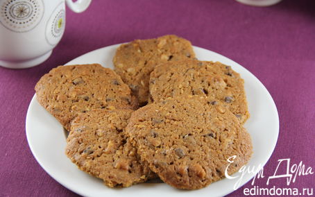 Рецепт Хрустящие кофейные печенья с шоколадом и грецкими орехами