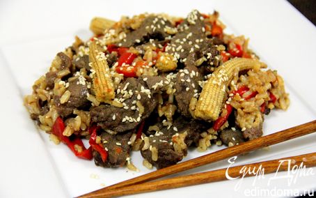 Рецепт Говядина с овощами и рисом по-китайски
