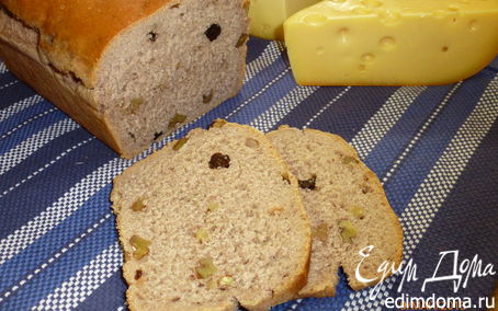 Рецепт Французский хлеб на красном вине, с орехами и изюмом в хлебопечке