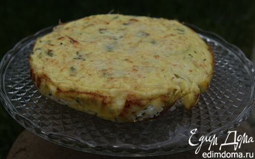 Рецепт Рисовый пирог с творогом и зеленым луком