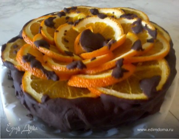Бисквитный тортик с апельсином и шоколадом