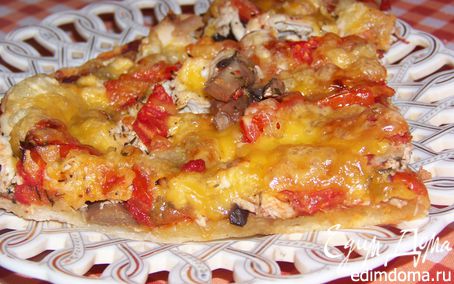 Рецепт Пиица с томатами, грибами и курицей