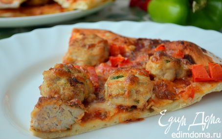 Рецепт Итальянская пицца с острыми куриными фрикадельками