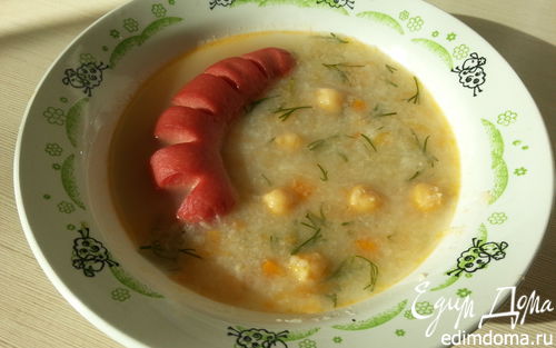 Рецепт Нутовый суп с запеченной сосиской