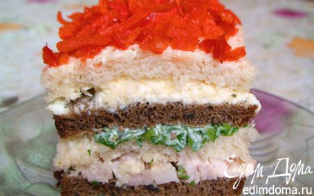 Рецепт Бутербродный тортик с окороком и яйцом