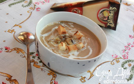 Рецепт Крем-суп из шампиньонов с белыми грибами и сыром Джюгас
