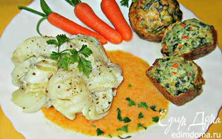 Рецепт Венки из белой рыбы с овощными мини-кексами