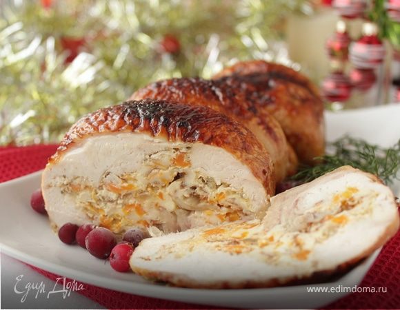 Рулет из куриной грудки - Пошаговый рецепт с фото. Новогодние рецепты Новогодние вторые блюда