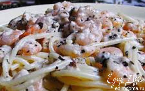 Рецепт Паста с морепродуктами и водорослями в сливочном соусе