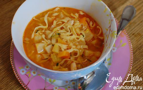 Рецепт Овощной суп с курицей и яичной лапшой
