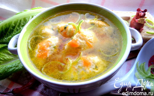 Рецепт Куриный суп с рисово-сырными клецками