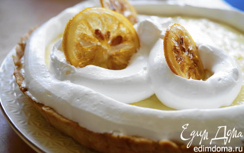 Рецепт Лимонный тарт со швейцарской меренгой и лимонными чипсами