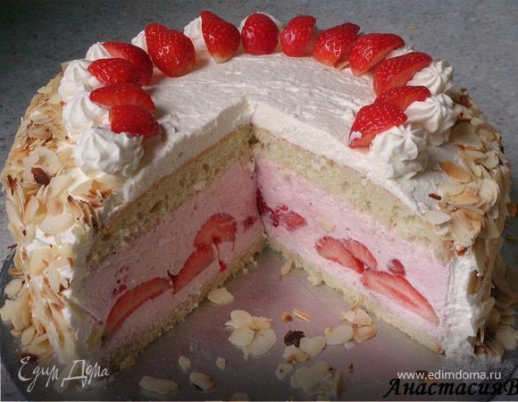Бисквитный торт с клубникой, пошаговый рецепт с фото на ккал
