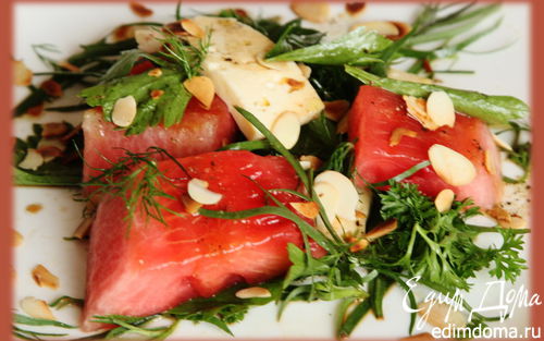 Рецепт Летний салат с жареным арбузом и брынзой