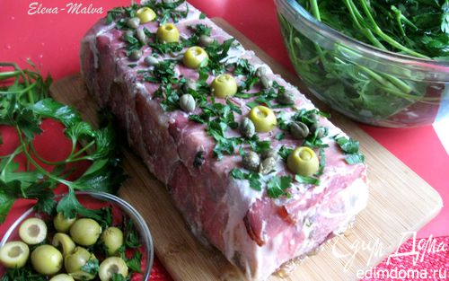 Рецепт Террин из курицы с шампиньонами и оливками