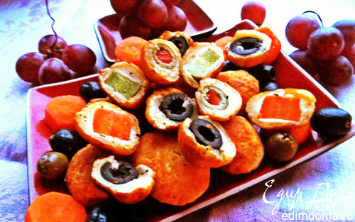Рецепт Сырные мини-пирожки с овощами и маслинами
