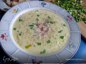 Суп картофельный с луком - пореем и беконом
