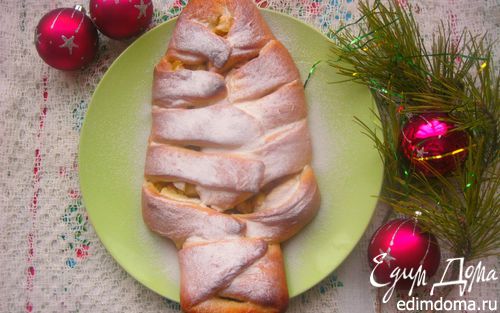 Рецепт Пирог "Заснеженная елочка" с яблочной начинкой