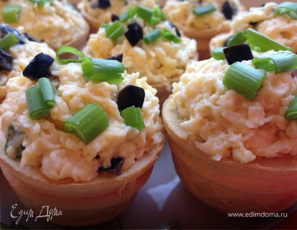 Салат из грибов с корейской морковью в тарталетках — рецепт с фото